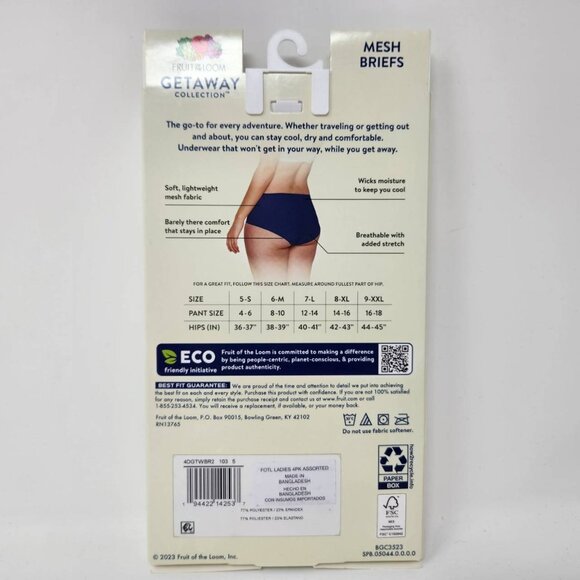 Fruit Of The Loom Womens Getaway Collection 4 Mesh Briefs Size 5/S - Picture 5 of 8